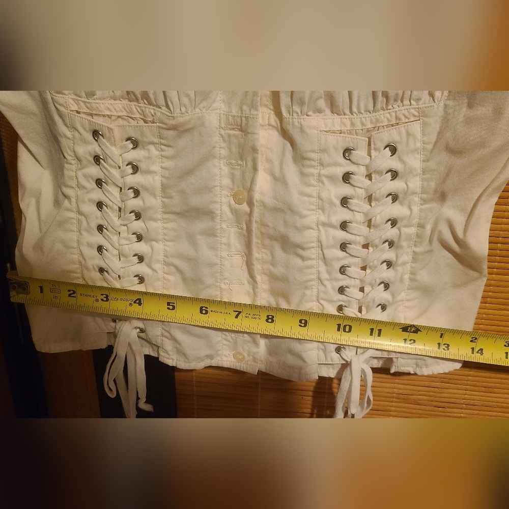 Moda International Victoria's Secret Corset Lace Up Peasant Blouse ISO XS - Picture 9 of 9